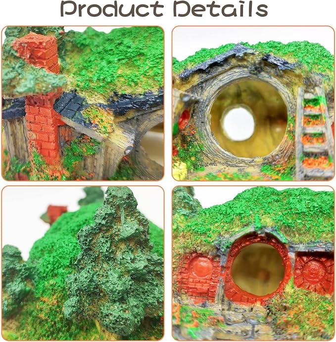 Tfwadmx Aquarium Decorations Fish Tank Decor Hobbit Betta Cave,Resin Small Fish Hideout Hole Accessories Ornaments for Shrimp, Guppy,Goldfish