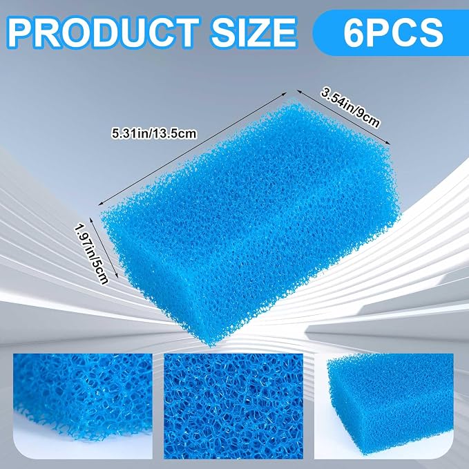 Threlaco 6 Pack Foam Filters Compatible with AquaClear 70 Power Filter, Aquarium Foam Insert, Replacement Sponge Pads for Use in Freshwater & Saltwater Aquarium