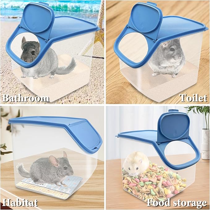 BNOSDM Chinchilla Sand Bath Container Chinchilla Dust Bath Tub Transparent Hamster Toilet Shower Room and Rabbit Grinding Claw Pads 2 Pack for Teeth Grinding for Guinea Pig Ferret Chinchilla Mouse