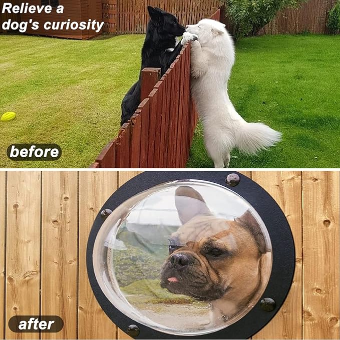 MEKBOK 1 Pack Dog Fence Window, 9.5 Inch Acrylic Dome Clear Dome Pet Window Bubble Window Playground Puppy Fence Window