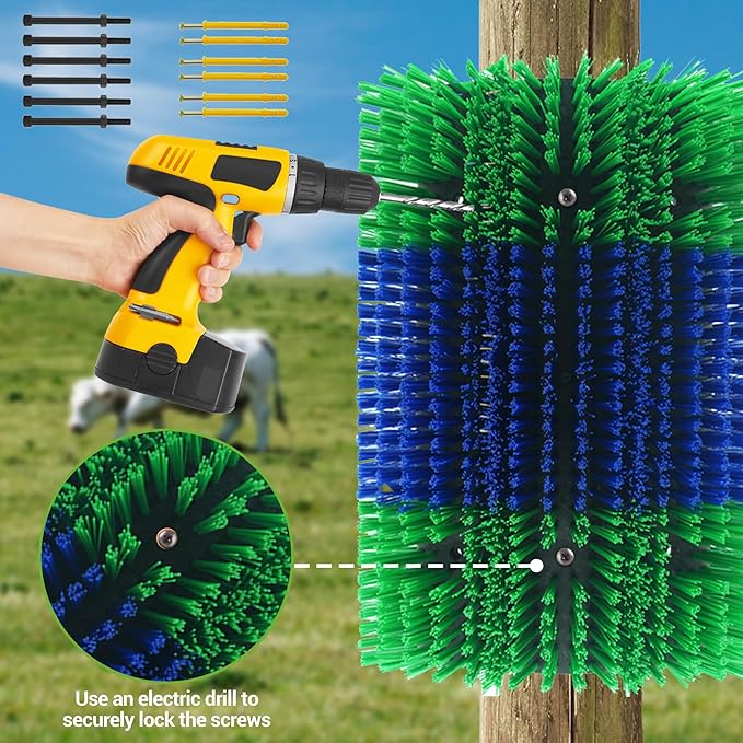 2PCS Livestock Scratching Brush,Extra Large Size Livestock Scratching Brush, Massage Grooming Kit for Cattle, Sheep, Pig, Animal Back Scratching & Itch Relief, Blue-Green