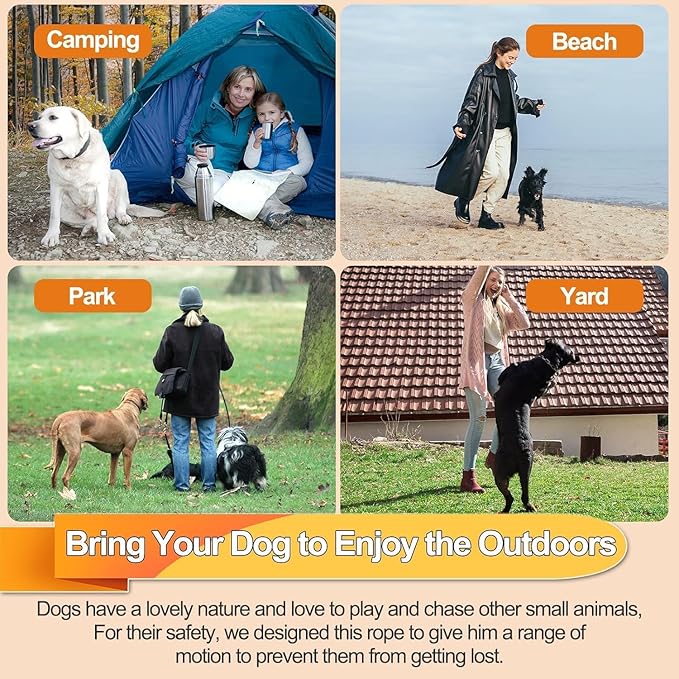 Tie Out Cable for Dogs,10/20/30/50/100FT Dog Leads for Yard Chew Proof,Heavy Duty Tie Out Cable for Large Dogs Up to 125lbs,Dog Runner Tether (Orange, 125Ibs 10ft)