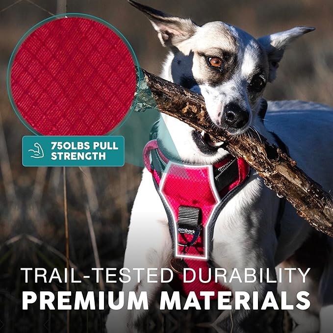 Embark Adventure Medium Dog Harness – No-Pull, Reflective Trim, Military-Grade Nylon, Front Clip with Gel-Lined Handle