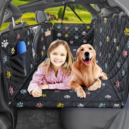 URPOWER 2026 Upgraded Back Seat Extender for Dogs - Large Hard Bottom Dog Car Seat Cover Holds 550lbs, Waterproof Dog Hammock Pet Bed with High-Density Foam Non-Slip Backseat Protector