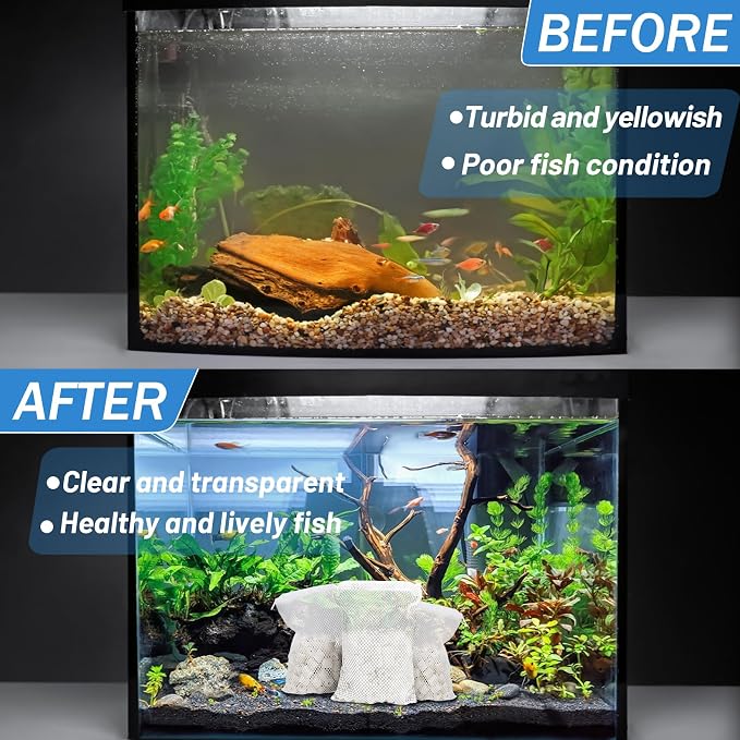 Sukh Ceramic Rings for Aquarium Filter - 15oz Bio Filter Media with 3 Bags | Highly Porous Water Cleaner for Pond & Canister Systems, Water Treatment, Essential Turtle & Fish Tank Accessories