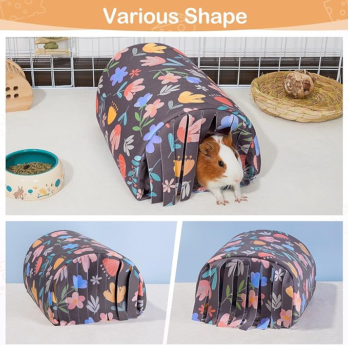 Guinea Pig Hideout Washable Guinea Pigs Tunnel with Curtains Hamster Hideout Cozy Guinea Piggy House Fit for Guinea Pig Cages Soft Guinea Pigs Accessories for Small Animals Hamster/Chinchilla/Bunny
