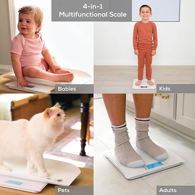 Beurer BY82 Multifunctional Baby Scale for Infants, Pets, Kids, & Adults up to 396lbs, Measures in 4 Units with Backlit Digital Display & Hold Function for Accuracy, Animal Scale for Cats and Dogs