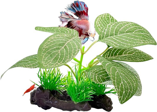 CTWPets Betta Driftwood Decor – Soft Silk Aquarium Plant for Betta Fish, Shrimp, and Tropical Tanks – Safe, Vibrant Aquascape Decoration (Mint Dot)