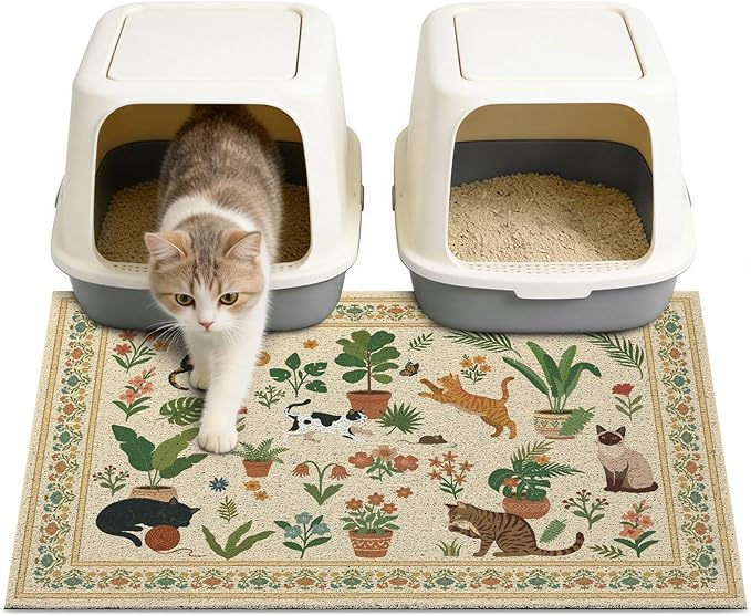 Unicorn Catcher Cat Litter Mat Non-Slip Bottom Litter Box Mat Urine-Proof Soft Litter Mat for Cats Waterproof Pads Protects Floors Cat Mat for Litter Box