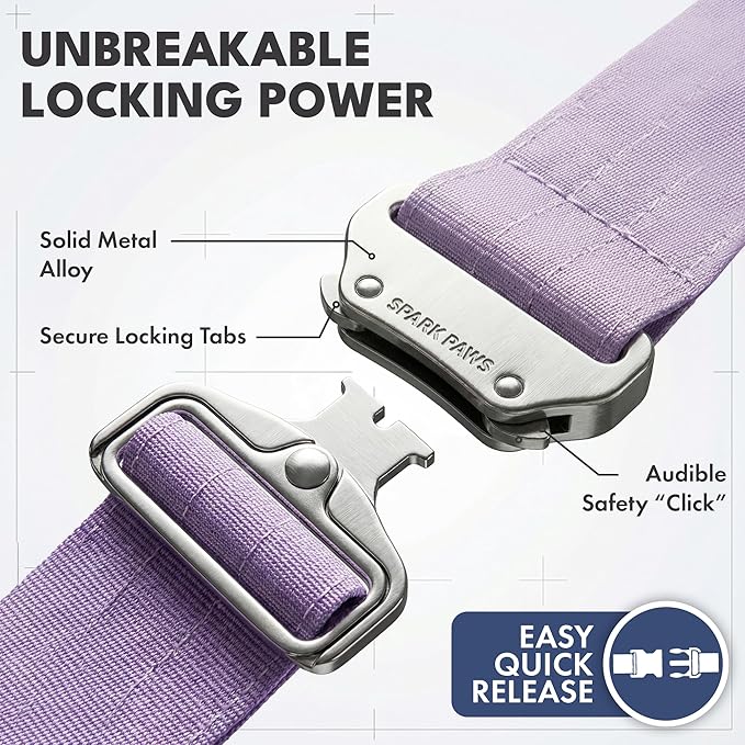 Spark Paws Tactical Dog Collar - Heavy Duty, Premium Quality, Thick and Durable for Large and Medium Dogs - Purple - S - 1.5"