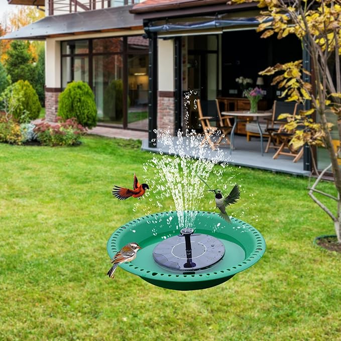 OVZILKI Bird Bath for Outside Heavy Duty, 14 inch BirdBath Bowl Only with Rust-Proof Black Chains for Outdoor, Hanging Bird Bath Hanging Bird-Feeder for Garden Backyard Decor (Green 1 Pack)