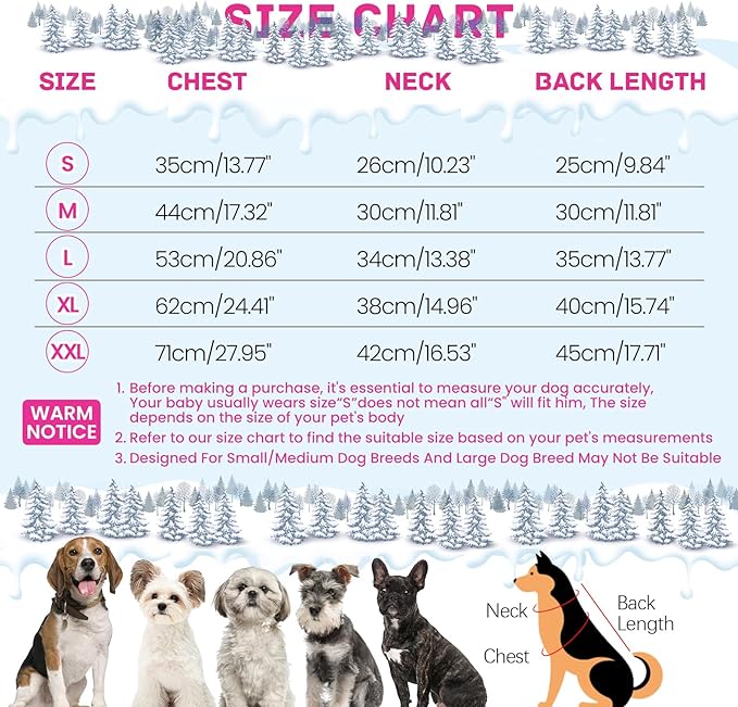 BRKURLEG Dog Winter Coat with Harness Built in, Winter Dog Jacket for Small and Medium Dogs, Small Dogs Snowsuit Reflective Windproof Cold Weather Coat, Puppy Warm 100% Polyester Coats, Hot Pink, M
