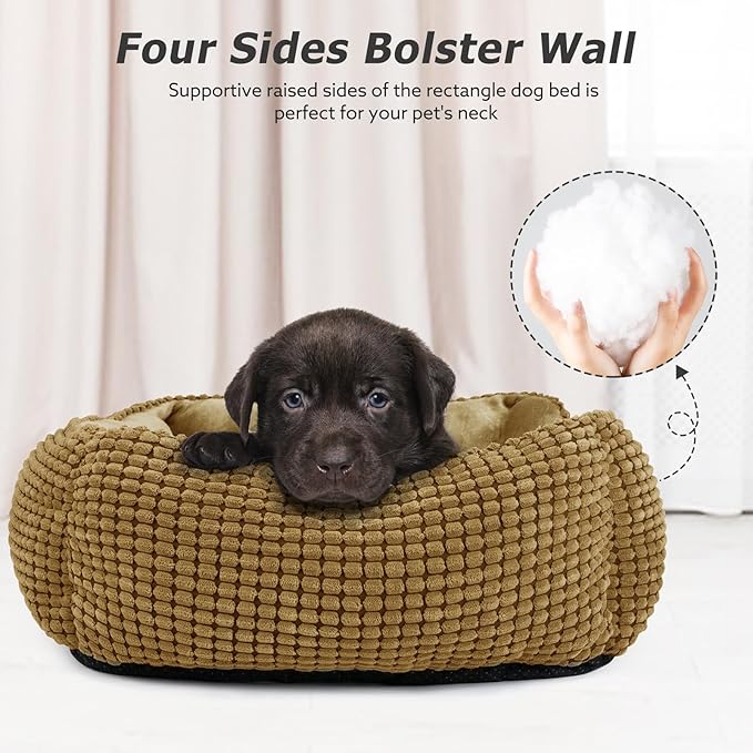 MIXJOY Large Dog Bed for Large Medium Small Dogs, Rectangle Washable Orthopedic Dog Bed, Soft Calming Sleeping Puppy Bed Durable Pet Cuddler with Anti-Slip Bottom L(30"x24"x9")