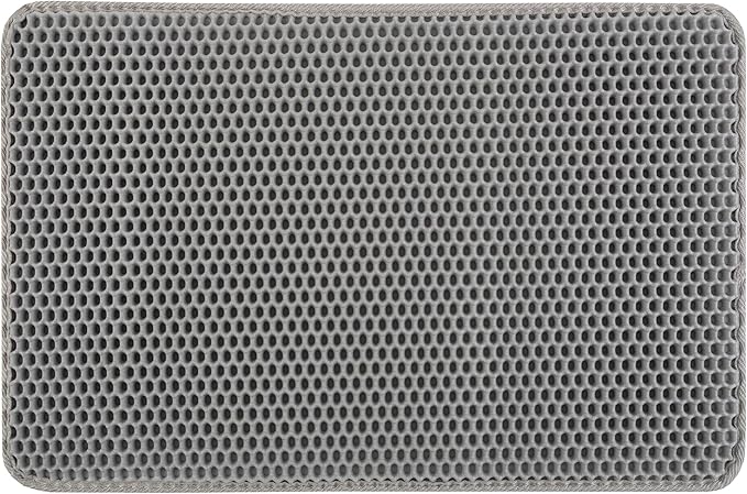 Cat Litter Mat - 24x15-Inch Waterproof Litter Box Mat with Dual-Layer Honeycomb Design for Trapping Litter - Slip-Resistant Cat Mat by PETMAKER (Gray)
