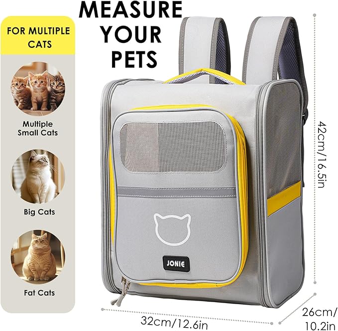 Vivicreate Cat Backpack Carrier for Dogs and Cats Kittens Rabbits, Foldable Mesh, Cat Carrier Backpack 15 Lbs, Pet Backpack Carrier for Walking, Camping and Cycling (Gray)