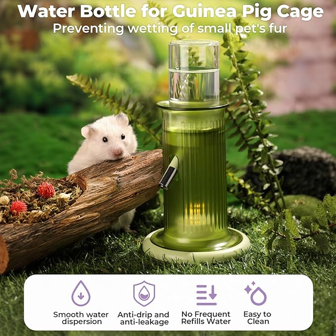 Mini&moe Hamster Water Bottle No Drip – 4 oz Guinea Pig Water Bottle for Glass Tank with Stand Leak Proof Small Animal Water Dispenser for Gerbil Chinchilla Ferret Squirrel Hedgehog