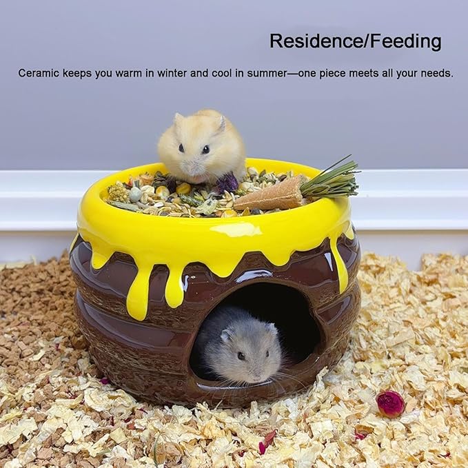 Hamster Hideout, Ceramics Hamster CageHabitat,Hamsters Houses and Hideouts for Syrian Dwarf Hamsters Guinea Gerbils Lemmings or Other Similar-Sized Small Pet Small Animal Bed (Cake Type)