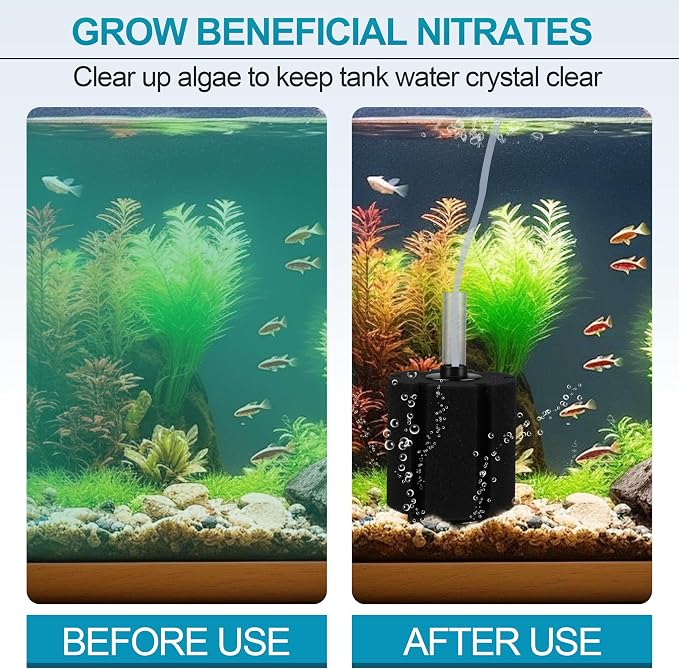 Large Aquarium Bio Sponge Filter, Fits Aquarium Tanks Up to 60 Gallons | Large Quiet Bio Sponge Filter for Freshwater Betta Fry, Shrimp and Small Fish 3 Pack