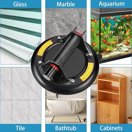 2 Pack 8" Vacuum Glass Suction Cups to Lift Large Glass | 660LBS Capacity, Heavy Duty Industrial Suction Lifter Tool for Tile, Window, Granite, Bathtubs, Fish Tanks, Carry Case