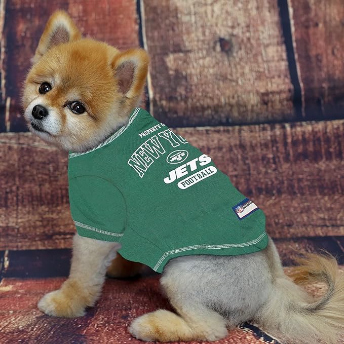 NFL New York Jets Dog T-shirt X-Small. - Licensed Shirt for Pets Team Colored with Team Logos- Premium Stretchable Materials for the comfort of your Dog & Cat