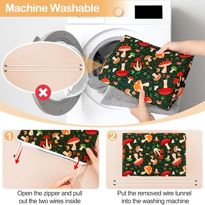 Glittme Guinea Pig Hideout with Curtain and Tunnel - Soft Bed with Cushion - Suitable for Guinea Pig, Hamster, Chinchilla, Bunny - Mushroom