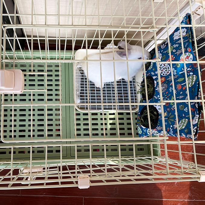 Rabbit Hay Feeder Bag, Guinea Pig Hay Feeder for Cage Small Animal Hanging Feeding Bags Rabbit Hay Dispenser Storage for Rabbits Guinea Pigs Bunnies Chinchillas (Red,Dark Blue, 3 Hole)