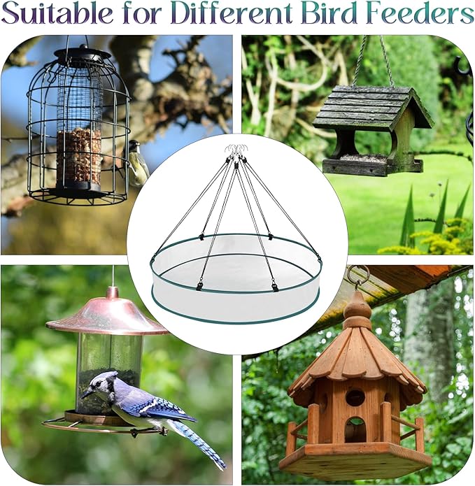 Bird Seed Catcher Tray for Hanging Bird Feeder Platform, 18 Inch Large Birds Feeder Trays with Adjustable Hanging Hoop for Outdoor Garden Lawn (18 inch-1 Pcs)