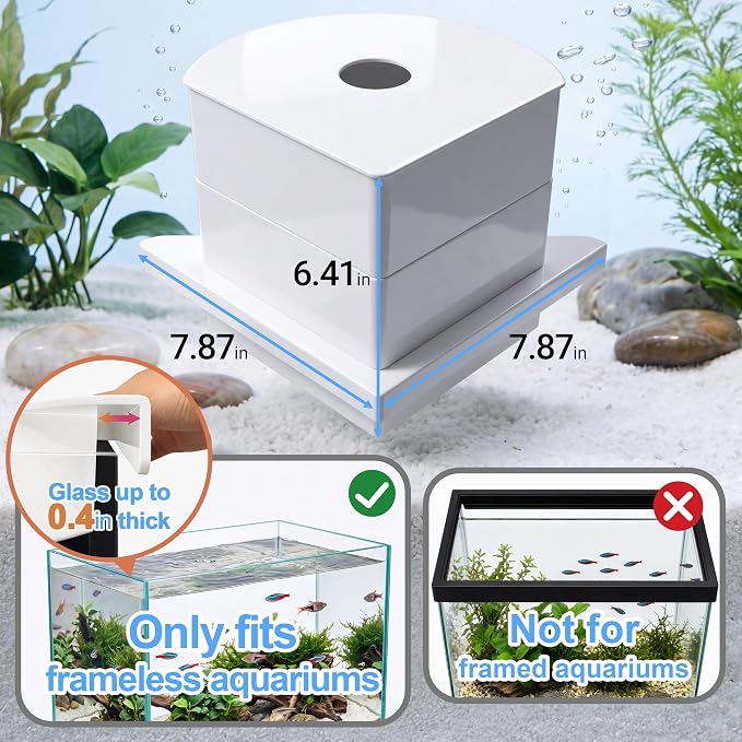 3-Tier Corner Aquarium Filter, Dry Wet Separation System, HOB Hang On Back, 10W / 158GPH Quiet Power Adjustable Flow Pump, Complete Bio Filter Media, Water Filter for 5-40 Gallon Fish & Turtle Tank