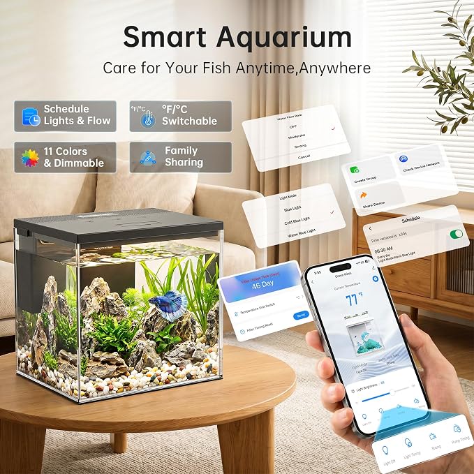 Filter for Fish Tank, 3 Pcs Filters & 6 Pack Quartz Balls for Aquarium, Multi-Layer Filtration, Keep Water Clean