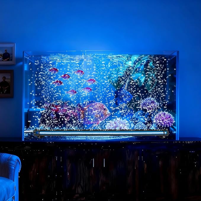 Submersible Bubble Aquarium Light：RGB Aquarium Light with Remote Control Oxygenator for Saltwater Coral Growth - 9 Inch Waterproof Fish Tank Light Designed for Aquarium Breeders