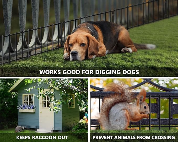 45.33ft(L) X 13inch(H) Animal Barrier Fence, 32 Panels No Dig Fences for Rabbit, Dog Digging Defense Ground Bottom Blockers, Rustproof Metal Border for Garden Outdoor Patio Landscaping