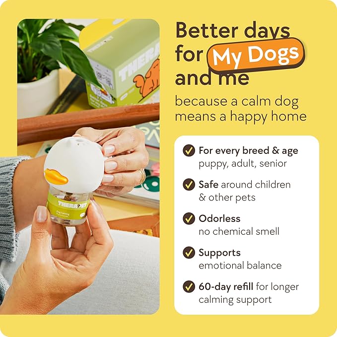 TheraPet MD 60-Day Dog Calming Diffuser Kit - Dog Pheromone Diffuser for Stress, Destructive Behavior, Pee Accidents, Separation Anxiety, Barking, Aggression & Chewing - 60-Day Refills Included