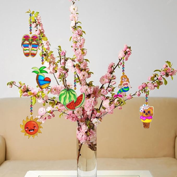 Ayhuhra 30 Set Summer Suncatcher Craft Kits, Glow in the Dark Crafts | Fun for summer parties, home decor, seasonal events, and creative gatherings, bringing a playful glow to your space