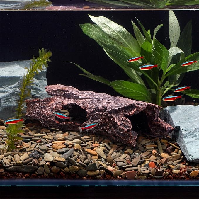 IBWell Aquarium Caves Decor Fish House for Betta Tree Log Hideout Tank Accessories Resin Simulated Hollow Trunk Reptile Shelter for Corn Snakes Lizards