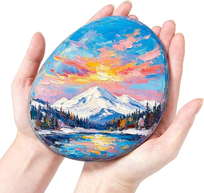 6Pcs 5-6 Inch Large Rocks for Painting, Natural Flat Smooth Stones | DIY Arts &Craft, Garden Decoration