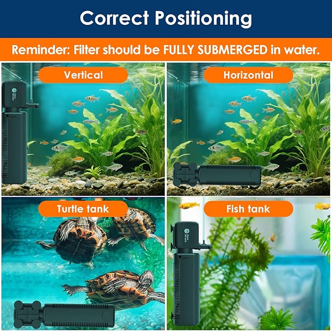 AquaMiracle Aquarium Filter with U - V Light & Filter Sponge, Fish Tank Filter with Timer for Green Water, Turtle Filter with Aeration & Rainfall Mode for Aquarium 20-70 Gallon