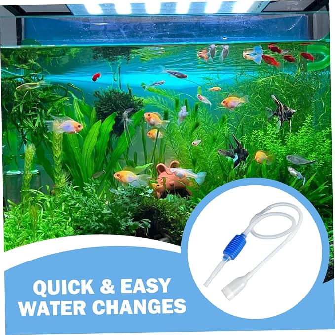 Aquarium Siphon, 5 Feet Manual Siphon Pump, Aquarium Vacuum Gravel Cleaner Ideal for Cleaning and Changing Water in Minutes, Fish Tank Accessories Vacuum Gravel Cleaner Water Transfer Pump