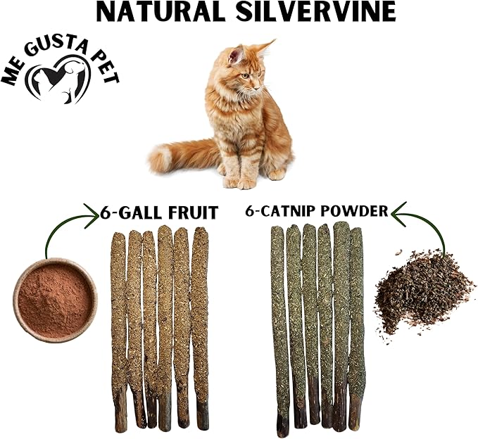 12 Pack Silvervine Sticks Cat Toy, Natural Chew Stick for Dental Care Teeth Cleaning,Matatabi Cat nip Treat Toys for Indoor Cats & Kittens Catmint Silvervine Blend Sticks