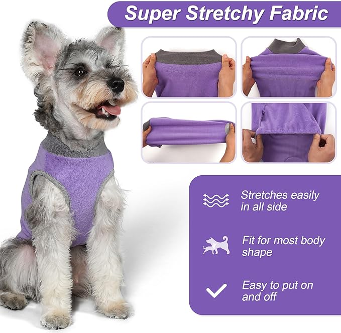 cyeollo 2 Pack Fleece Dog Sweater Pullover Dog Sweatshirt Reflective Lightweight Clothes for Small Dogs Girl Pet Apparel, Purple & Grey XL