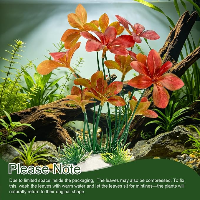 2-Pack 9.1 Inch Silk Aquarium Plants | Artificial Silk Plants for Fish Tank Decorations, Realistic Soft Plastic Plant for Small Tank, Fish Hides