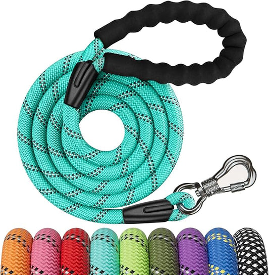 NTR 8FT Heavy Duty Dog Leash, Rope Dog Lead with Swivel Lockable Hook and Comfortable Padded Handle, Cat Puppy Leash Lead for Small Medium Large Dogs Training, Playing, Camping,or Backyard