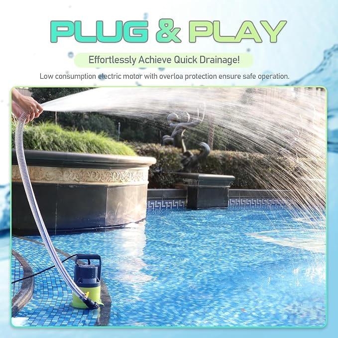 Sump Pump 1HP Submersible Water Pumps 4000GPH Electric Water Pump for Pool Draining Spa Hot Tub, Yellow