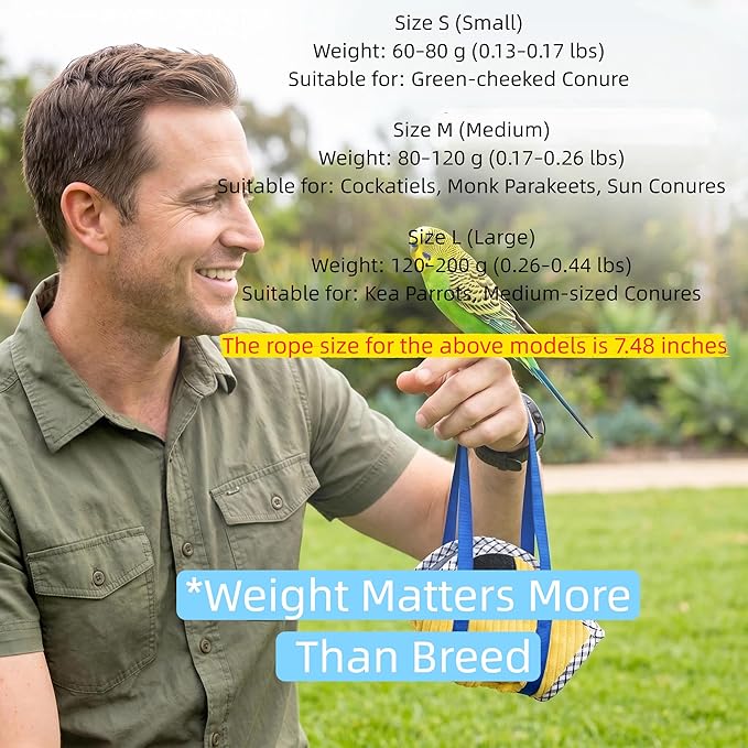 Portable Bird Carrier Bag with Harness, Escape Resistant Parrot Carrier & Bird Travel Bag for Parakeet, Cockatiel, Conure, Pigeon, Small Medium Birds, Random Color (Large)