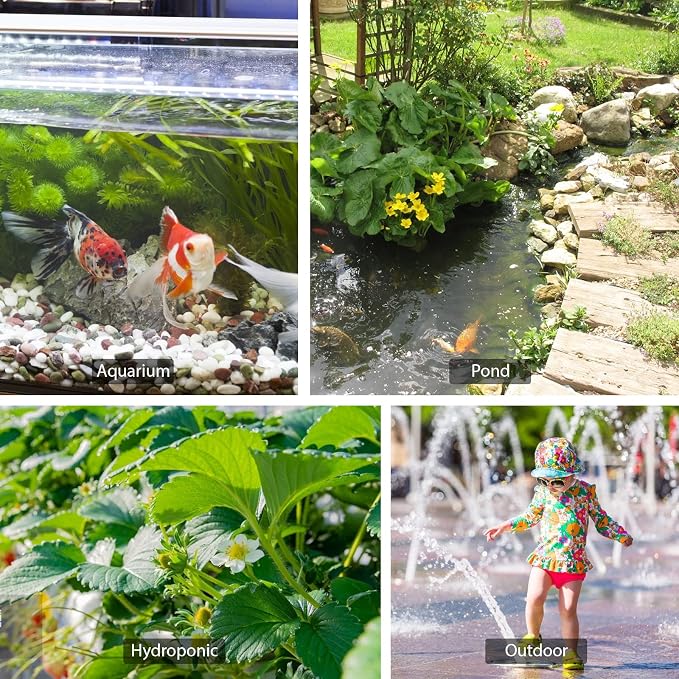 FREESEA Small Aquarium Fountain Pump: Adjustable Flow with 7.2ft High Lift | 550GPH 30W Submersible Water Pumps for Small Pond | Waterfall | Outdoor | Statuary | Hydroponic (550GPH)