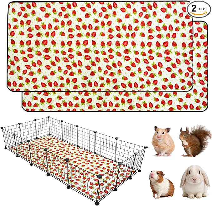 2 Pack Guinea Pig Cage Liners, Waterproof Reusable Guinea Pig Cage Liners,Waterproof Super Absorbent Pee Pads for Small Animals,36x60 inch 2pack