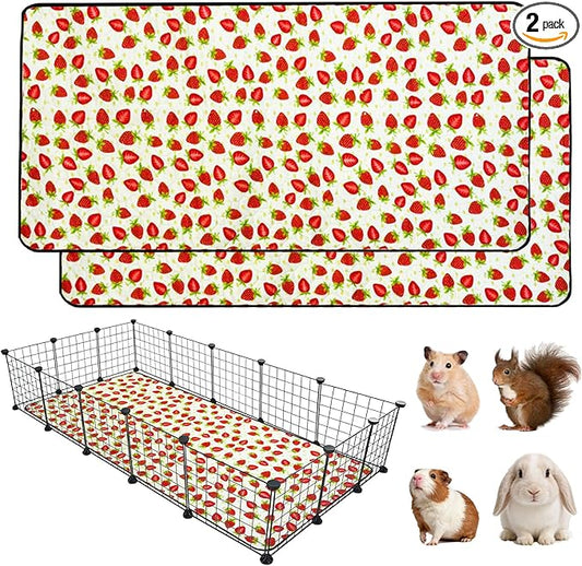 2 Pack Guinea Pig Cage Liners, Waterproof Reusable Guinea Pig Cage Liners,Waterproof Super Absorbent Pee Pads for Small Animals,36x60 inch 2pack