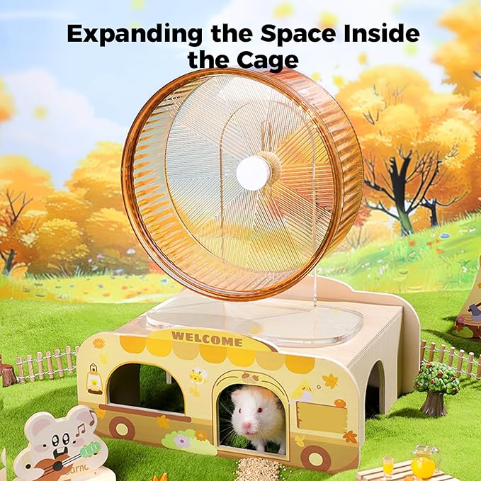 mini&moe Camping Hamster Houses and Hideouts – Wooden Multi-Room Hamster Hideout Small Animal Habitat Decor Shelter with Platform for Dwarf Gerbils Chinchilla Rat Mouse