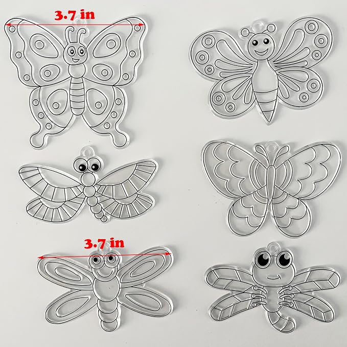 Ayhuhra 30 Set Butterfly Dragonfly Suncatcher Craft Kits, DIY Window Art | Spring and Easter crafts for summer parties, floral decor, garden themes, nature-inspired windows, and seasonal art projects