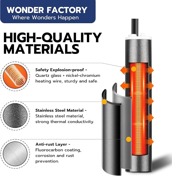 Small Aquarium Heater 75W, Controllable 5 Temperature Modes for 5-15 Gallon Betta Fish Tank Heater, 78°F Mini Submersible 5 Buttons Temperature Constant Easily Setting, Freshwater & Saltwater Tanks