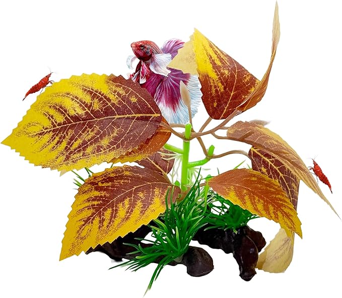 CTWPets Betta Driftwood Decor – Soft Silk Aquarium Plant for Betta Fish, Shrimp, and Tropical Tanks – Safe, Vibrant Aquascape Decoration (Autumn Flame)